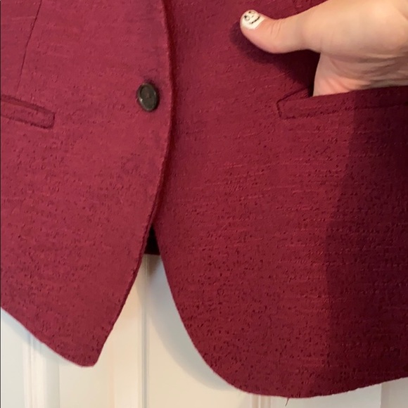 Loft 10 Red Textured No Collar Structured Blazer - Picture 5 of 9